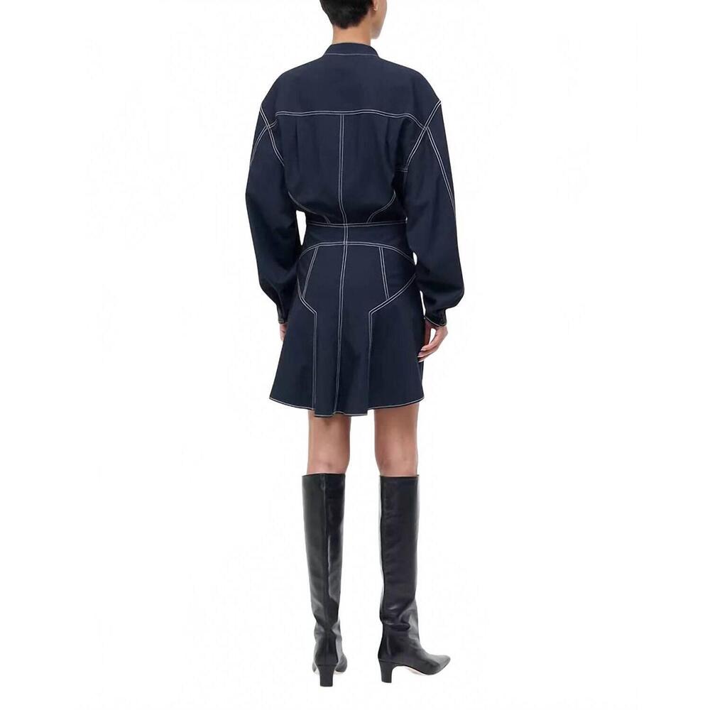 NEW STAUD kiln long sleeve mini dress in navy - Picture 3 of 6